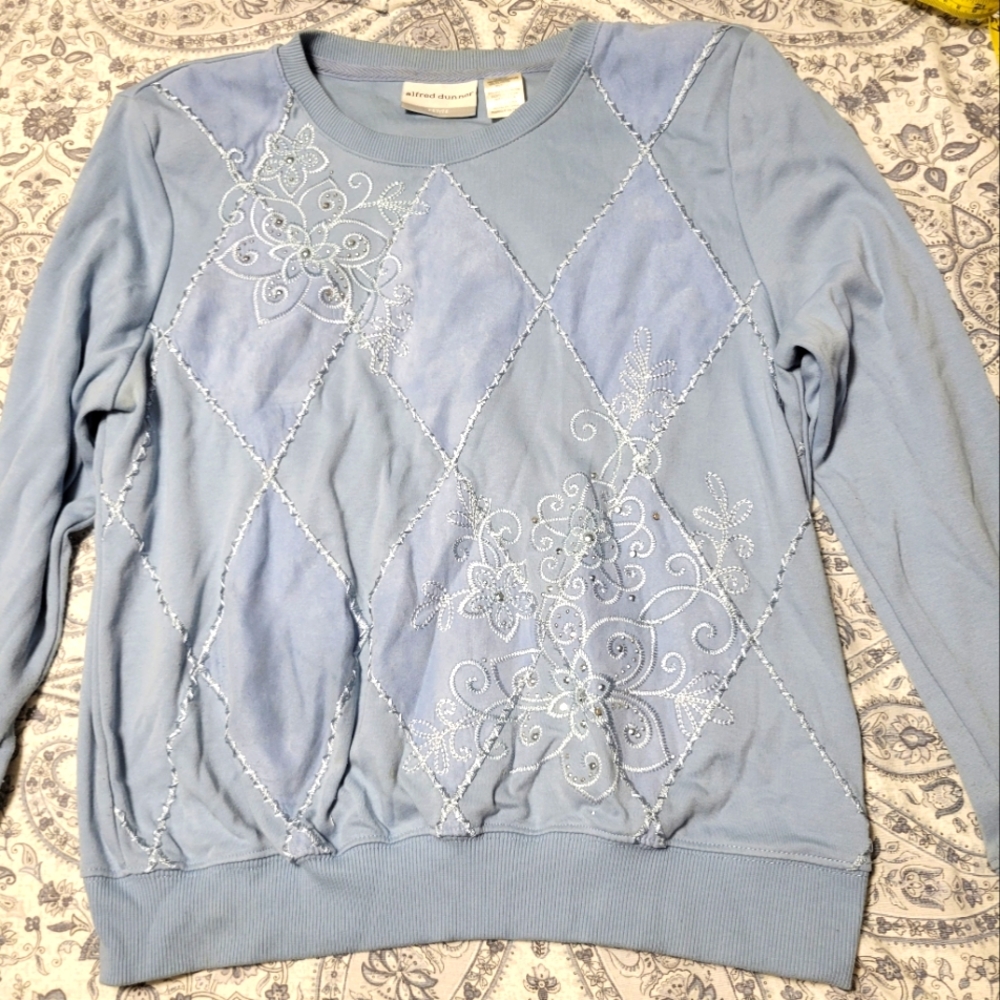 Alfred Dunner, Blue Sweatshirt, Petite Medium